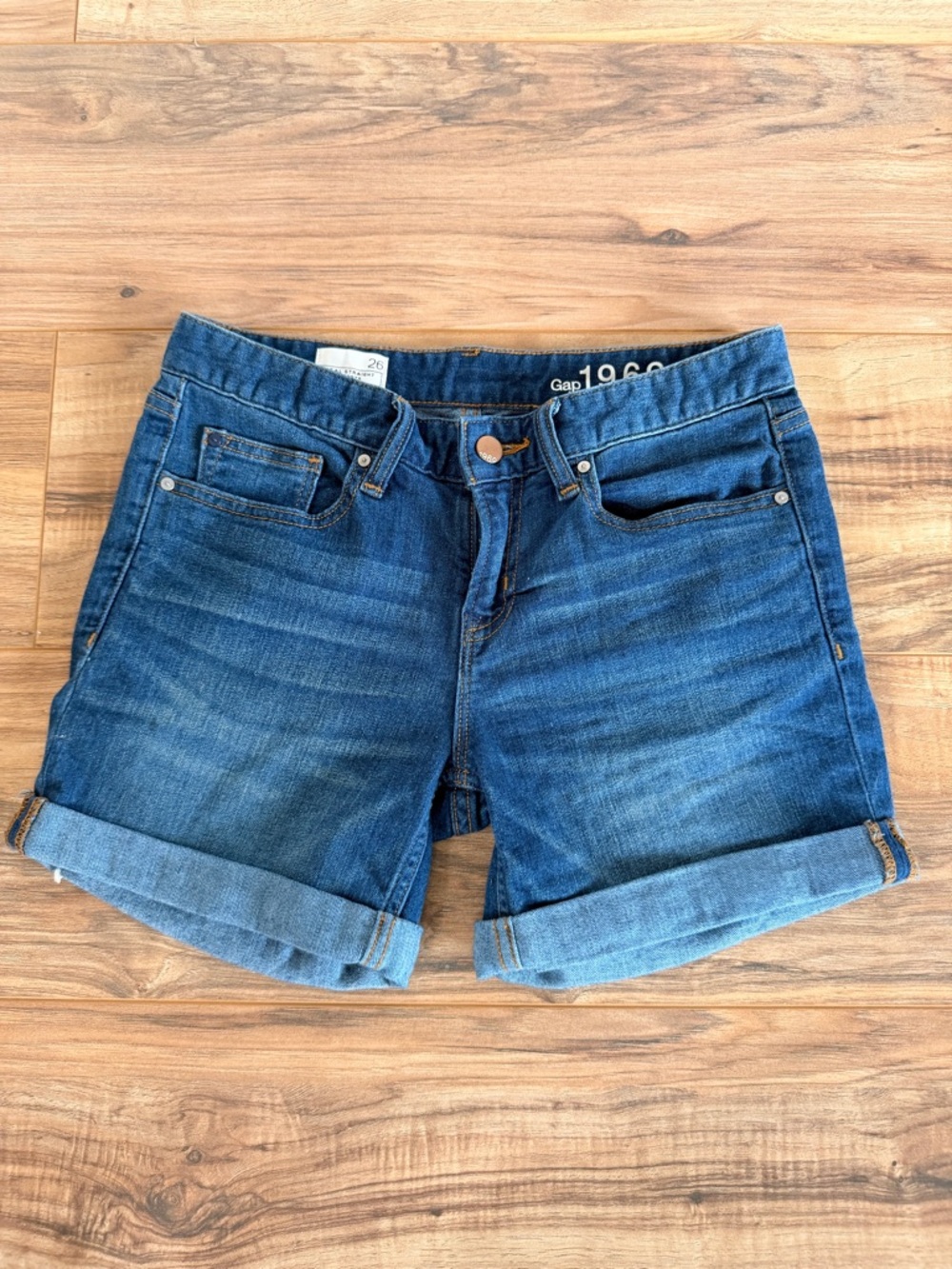 GAP Women's Blue Rolled Cuff Denim Shorts